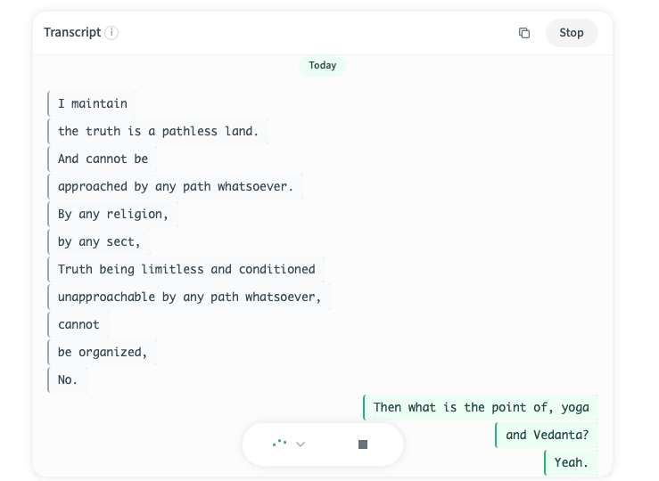 Live meeting transcript with real-time diarization